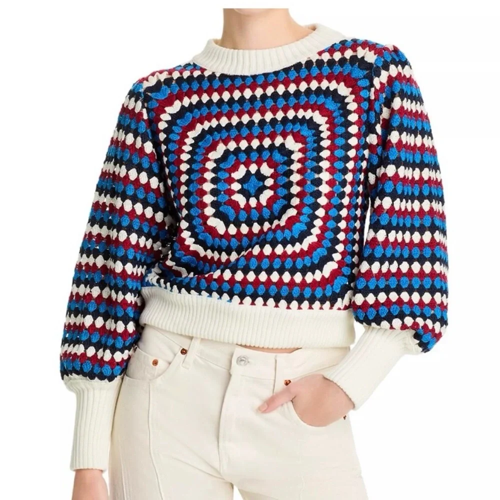 NWT Farm Rio Crocheted Sweater Multicolored - Picture 1 of 7